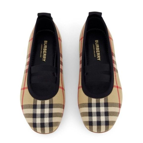 Burberry Logo-Detail Check Ballerina Shoes, New, Size EU 35, UK 2.5 - Picture 5 of 15